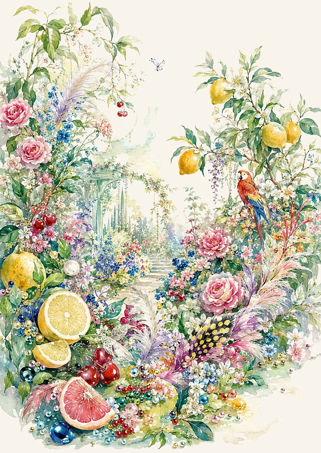 Aquarelle illustrée du Jardin — Maison Delmon Paris.